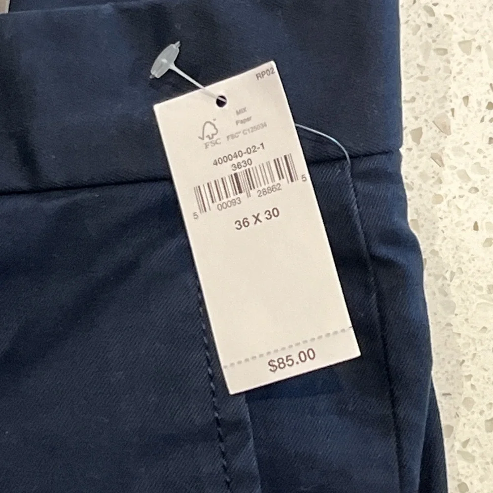 NEW Banana Republic Pants Mens 36X30 Navy Blue Slim Fit Lived-In Chino Stretch